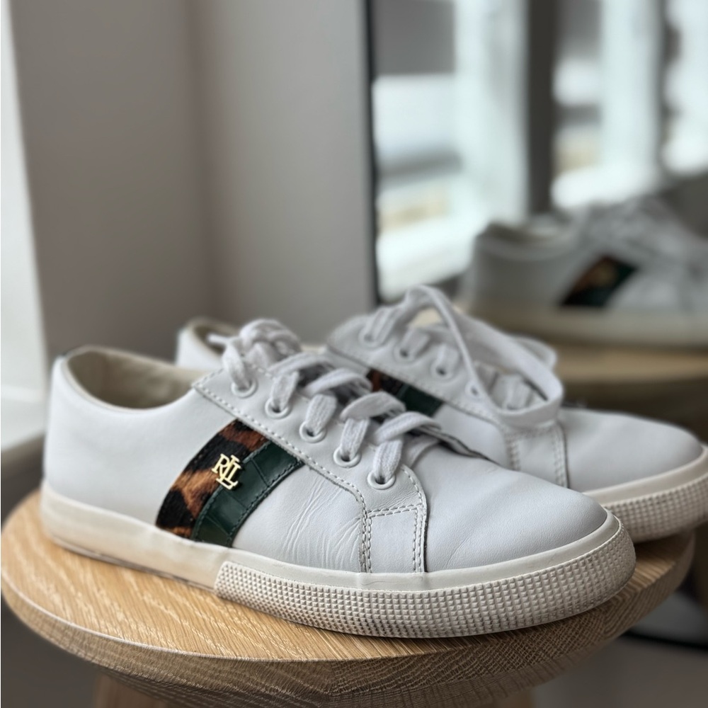White and Green Women's Sneakers Ralph Lauren